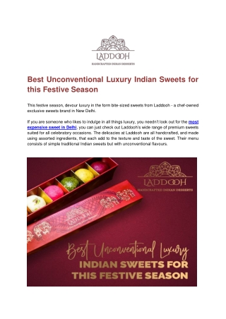 Check Out the Most Luxury Indian Sweets for this Festive Season