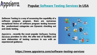 Popular Software Testing Services In USA