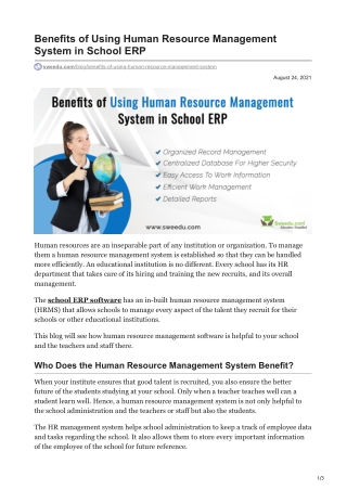 sweedu.com-Benefits of Using Human Resource Management System in School ERP