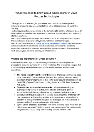 What you need to know about cybersecurity in 2022 - Roozer Technologies