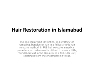 Hair Restoration in Islamabad