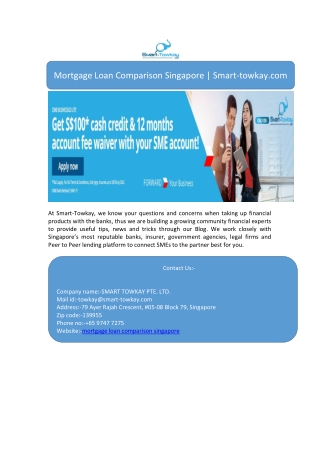 Mortgage Loan Comparison Singapore | Smart-towkay.com