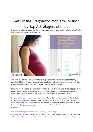 Get Online Pregnancy Problem Solution by Top Astrologers of India-converted