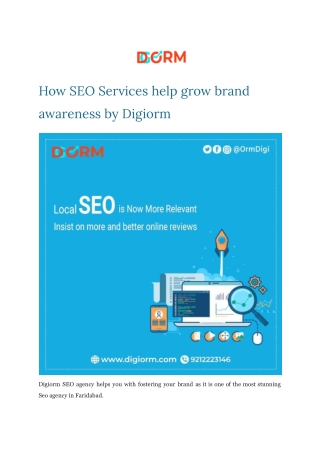How SEO Services help grow brand awareness by Digiorm (2)