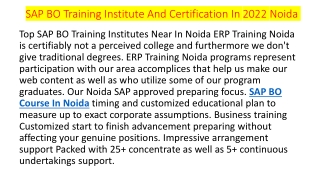 SAP BO Training Institute In Noida