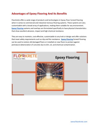Advantages of Epoxy Flooring And Its Benefits