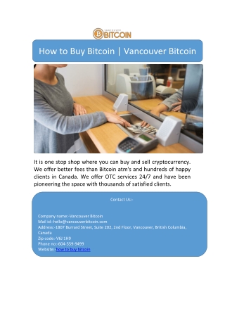 How to Buy Bitcoin | Vancouver Bitcoin