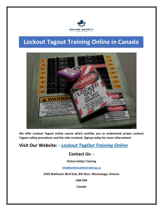 Lockout Tagout Training Online in Canada