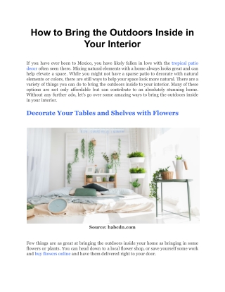 How to Bring the Outdoors Inside in Your Interior