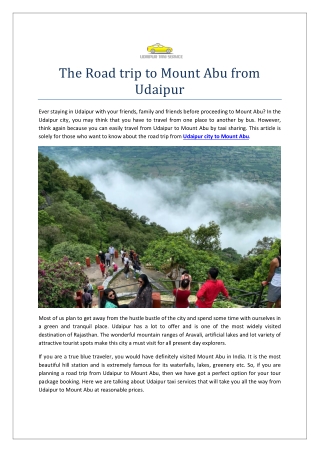 The Road trip to Mount Abu from Udaipur