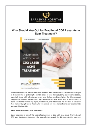 Why Should You Opt for Fractional CO2 Laser Acne Scar Treatment?