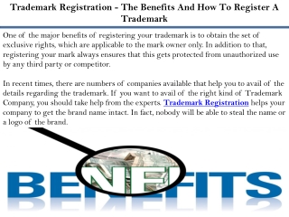 Trademark Registration - The Benefits And How To Register A Trademark