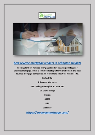 Best Reverse Mortgage Lenders in Arlington Heights | Zreversemortgage.com