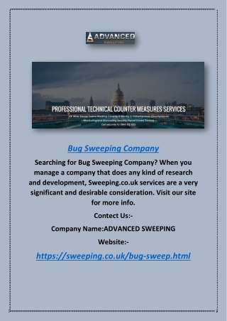 Bug Sweeping Company | Sweeping.co.uk