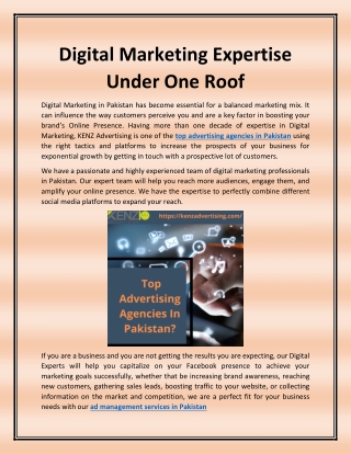 Digital Marketing Expertise Under One Roof