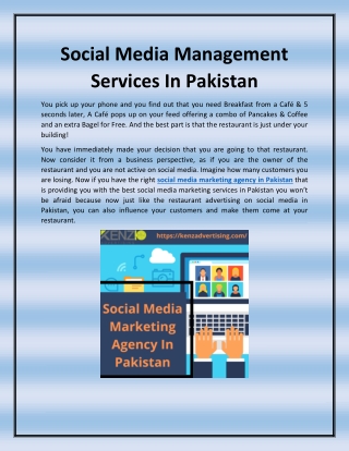 Social Media Management Services In Pakistan