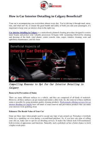 How is Car Interior Detailing in Calgary Beneficial?