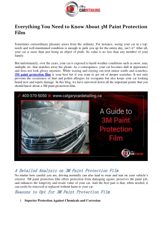 Everything You Need to Know About 3M Paint Protection Film