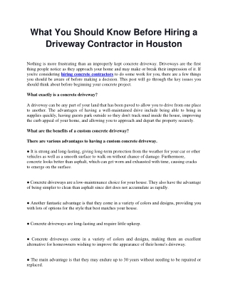 What You Should Know Before Hiring a Driveway Contractor in Houston