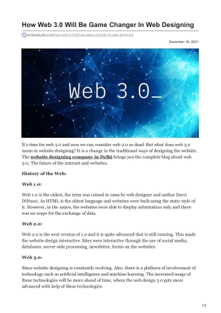 How Web 3.0 Will Be Game Changer In Web Designing