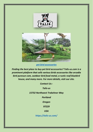Pet Bird Accessories | Talis-us.com