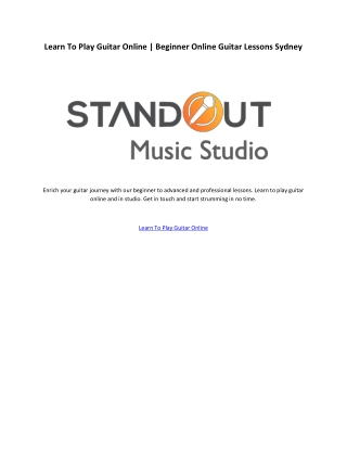 Learn To Play Guitar Online