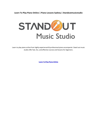 Learn To Play Piano Online