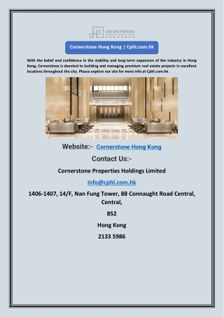 Cornerstone Hong Kong | Cphl.com.hk