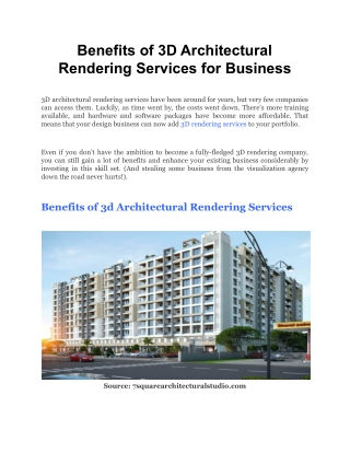 Benefits of 3D Architectural Rendering Services for Business