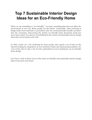 Top 7 Sustainable Interior Design Ideas for an Eco-Friendly Home