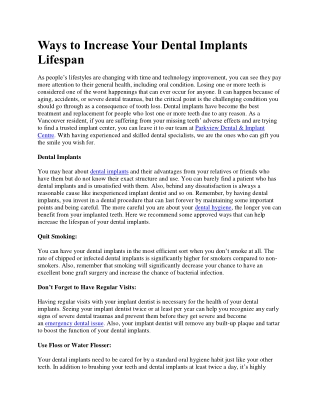 Ways to Increase Your Dental Implants Lifespan