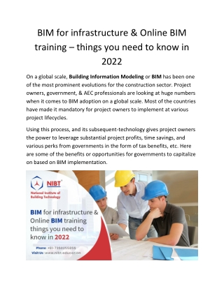 BIM for infrastructure & Online BIM training