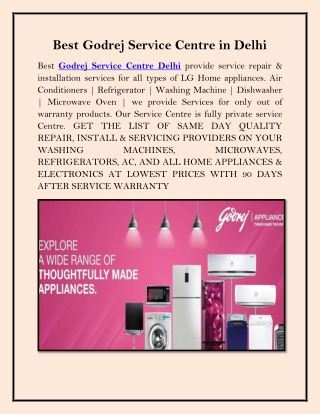 Best Godrej Service Centre in Delhi