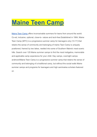 Maine Teen Camp