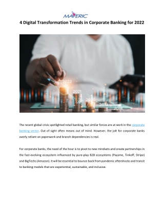 4 Digital Transformation Trends in Corporate Banking for 2022