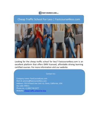 Cheap Traffic School For Less | Fastcourse4less.com