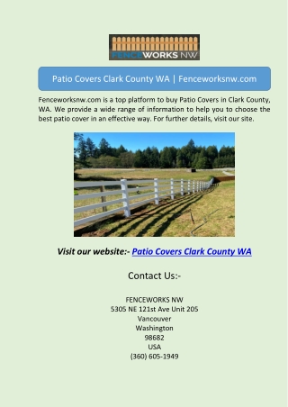 Patio Covers Clark County WAPatio Covers Clark County WA | Fenceworksnw.com