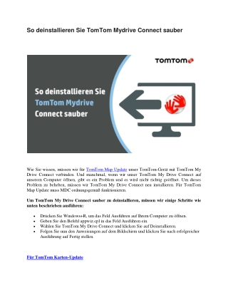 So deinstallieren Sie TomTom Mydrive Connect sauber