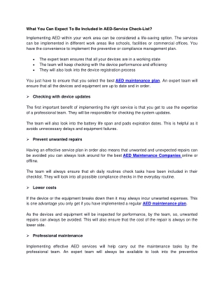 What You Can Expect To Be Included In AED-Service Check-List?