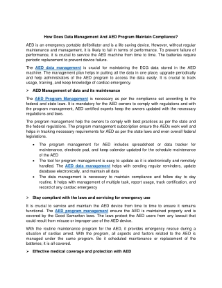 How Does Data Management And AED Program Maintain Compliance?