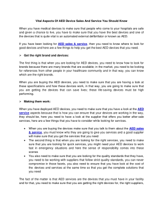 Vital Aspects Of AED Device Sales And Service You Should Know