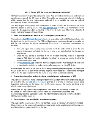Why is Timely AED Servicing and Maintenance Crucial?