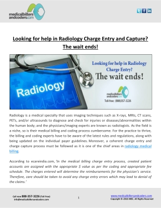 Looking for help in Radiology Charge Entry and Capture? The wait ends!