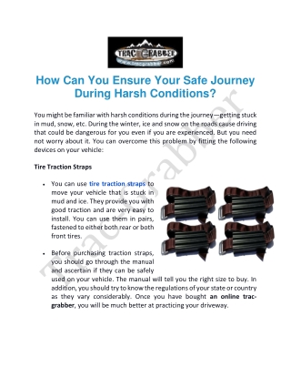 Buy tire traction straps in Florida | Trac-Grabber