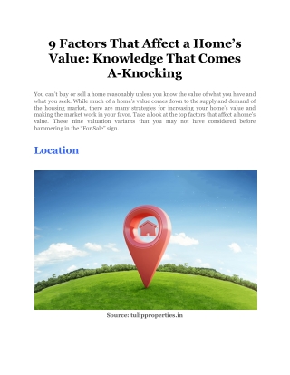9 Factors That Affect a Home’s Value_ Knowledge That Comes A-Knocking