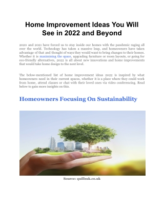 Home Improvement Ideas You Will See in 2022 and Beyond