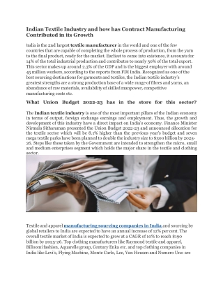 Indian Textile Industry and how has Contract Manufacturing Contributed in its Growth-converted