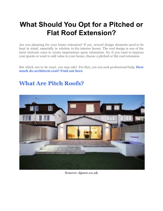 What Should You Opt for a Pitched or Flat Roof Extension_