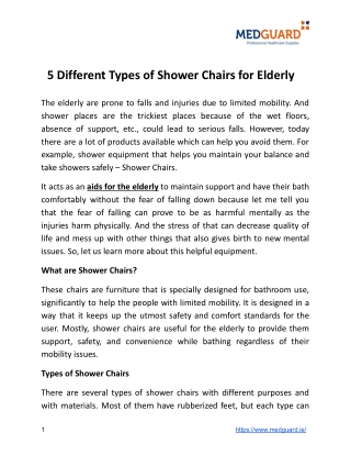 5 Different Types of Shower Chairs for Elderly