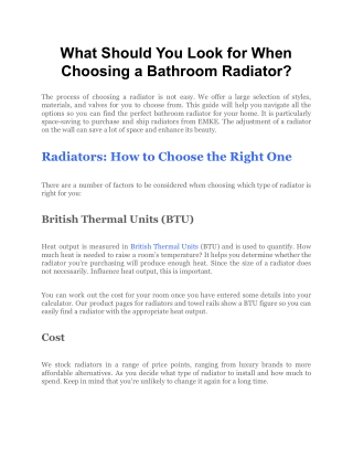 What Should You Look for When Choosing a Bathroom Radiator_